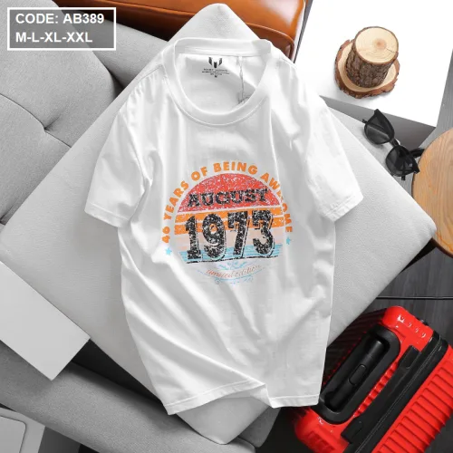 Áo thun nam cotton cổ tròn họa tiết 1973 mã AB389