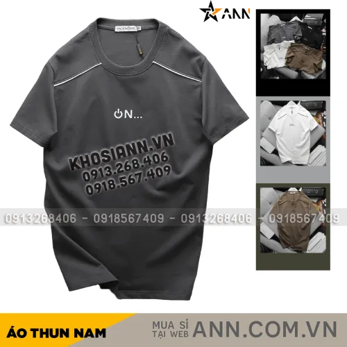 Áo thun nam logo nổi chữ ON, thiết kế cổ tròn, có size 3x