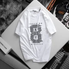 Shop sỉ áo Thun Nam Cổ Tròn Rurumen Màu Trắng In Số 8 Big Size