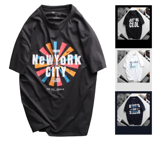 Nơi lấy sỉ áo Thun Nam Cổ Tròn Rurumen Màu Xám In Hình NEW YORK CITY Big Size