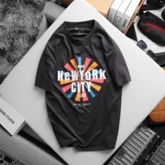 Nơi lấy sỉ áo Thun Nam Cổ Tròn Rurumen Màu Xám In Hình NEW YORK CITY Big Size