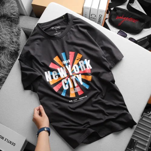 Nơi lấy sỉ áo Thun Nam Cổ Tròn Rurumen Màu Xám In Hình NEW YORK CITY Big Size