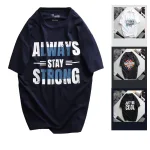 Rurumen Áo Thun Nam Big Size Cổ Tròn Xanh Đen Always Strong