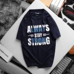 Rurumen Áo Thun Nam Big Size Cổ Tròn Xanh Đen Always Strong