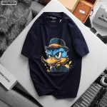 Nguồn hàng sỉ áo Thun Nam Cổ Tròn Rurumen Màu Xanh Đen In Hình Cool Duck Big Size
