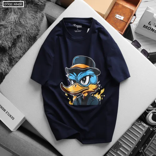 Nguồn hàng sỉ áo Thun Nam Cổ Tròn Rurumen Màu Xanh Đen In Hình Cool Duck Big Size