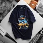 Nguồn hàng sỉ áo Thun Nam Cổ Tròn Rurumen Màu Xanh Đen In Hình Cool Duck Big Size