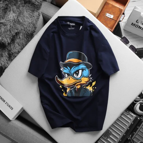 Nguồn hàng sỉ áo Thun Nam Cổ Tròn Rurumen Màu Xanh Đen In Hình Cool Duck Big Size