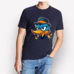 Nguồn hàng sỉ áo Thun Nam Cổ Tròn Rurumen Màu Xanh Đen In Hình Cool Duck Big Size