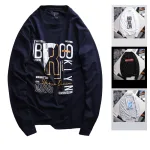 Shop sỉ áo Thun Nam Tay Dài Cổ Tròn Rurumen Màu Xanh Đen In Chữ BROOKLYN Big Size