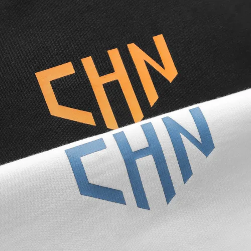Áo thun nam oversize cổ tròn in chữ CHN hai mặt, 110kg