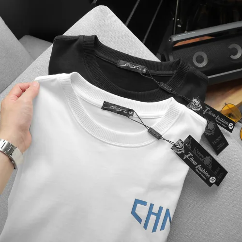 Áo thun nam oversize cổ tròn in chữ CHN hai mặt, 110kg