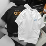 Áo thun nam oversize cổ tròn in chữ CHN hai mặt, 110kg