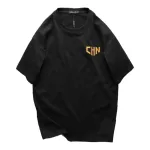 Áo thun nam oversize cổ tròn in chữ CHN hai mặt, 110kg