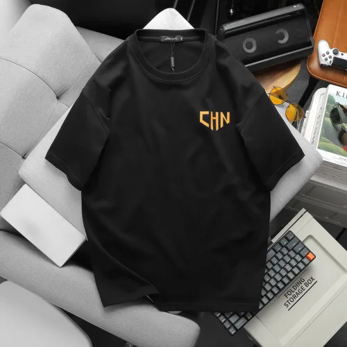 Áo thun nam oversize cổ tròn in chữ CHN hai mặt, 110kg