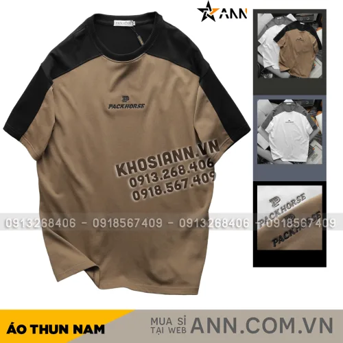 Áo Thun PackHorse Nam Oversize Cổ Tròn Tay Phối Màu