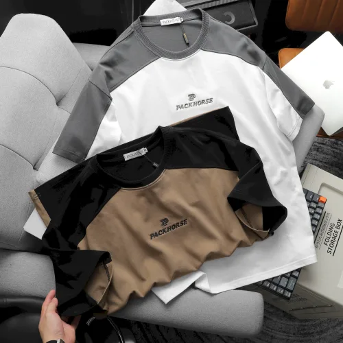 Áo Thun PackHorse Nam Oversize Cổ Tròn Tay Phối Màu