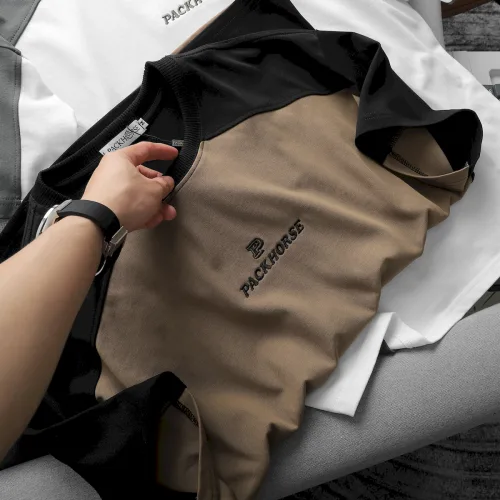 Áo Thun PackHorse Nam Oversize Cổ Tròn Tay Phối Màu