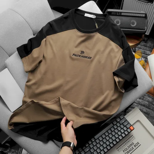 Áo Thun PackHorse Nam Oversize Cổ Tròn Tay Phối Màu