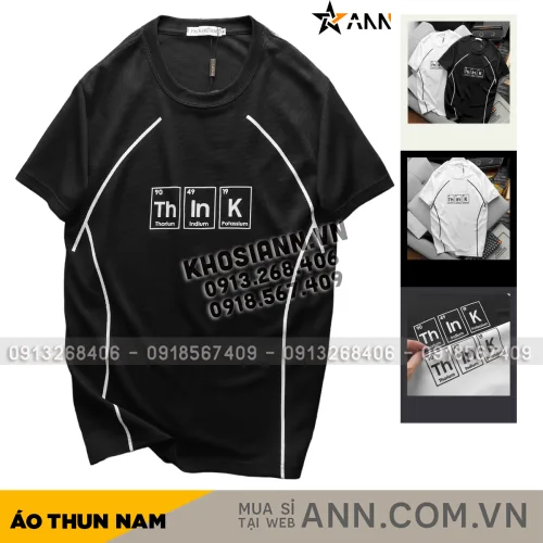 Chuyên sỉ áo Thun Nam Cổ Tròn Pack Horse In Chữ Think Viền Sọc