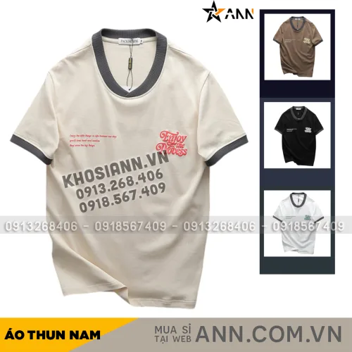 Chuyên sỉ áo Thun Nam Cổ Tròn Pack Horse In Nổi Chữ Enjoy The Process (Có Size 3x)