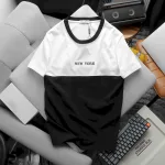 Chỗ sỉ áo Thun Nam Cổ Tròn Pack Horse Thêu Chữ New York Phối Hai Màu