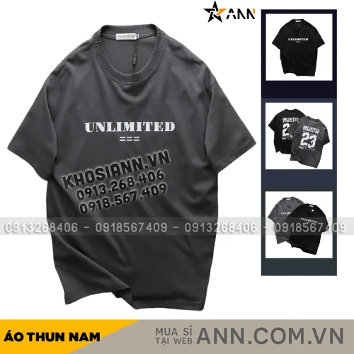 Chuyên sỉ áo Thun Nam Cổ Tròn Pack Hourse In Chữ Unlimited 23 - Có Big Size 100kg