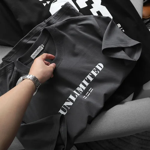 Chuyên sỉ áo Thun Nam Cổ Tròn Pack Hourse In Chữ Unlimited 23 - Có Big Size 100kg