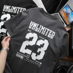 Chuyên sỉ áo Thun Nam Cổ Tròn Pack Hourse In Chữ Unlimited 23 - Có Big Size 100kg