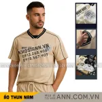 Chuyên sỉ áo Thun Nam Cổ Tròn Phối Sọc Và In Logo Chữ Bền Đẹp Trước Ngực Có Big Size