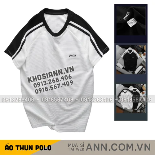 Shop sỉ áo Thun Nam Cổ Tròn Phối Sọc Vai Áo Và Thêu Chữ Pack Trước Ngực Có Big Size