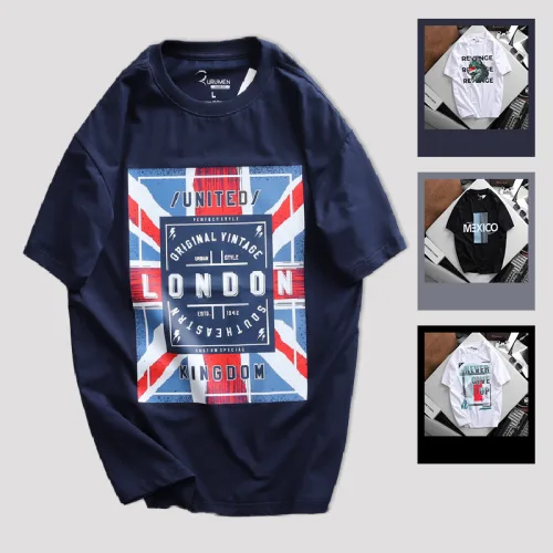 Chỗ sỉ áo Thun Nam Cổ Tròn Rurumen London Màu Xanh Đen Big Size