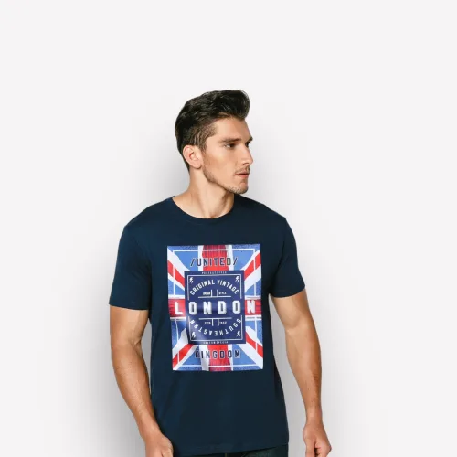 Chỗ sỉ áo Thun Nam Cổ Tròn Rurumen London Màu Xanh Đen Big Size