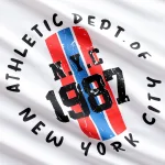 Rurumen Áo Thun Nam Cổ Tròn Trắng In Chữ NYC 1987