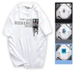 Chuyên sỉ áo Thun Nam Cổ Tròn Rurumen Màu Trắng In Chứ Rising Sun (Có size to 4x)