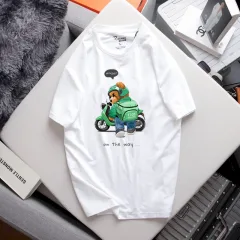 Áo Nam Rurumen Cổ Tròn Trắng Hình Gấu Đeo Balo Size 4X