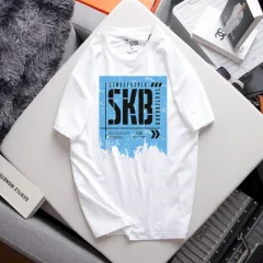 Nguồn hàng sỉ áo Thun Nam Cổ Tròn Rurumen Màu Trắng In Logo Chữ SKB (Có size 4x)