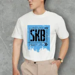 Nguồn hàng sỉ áo Thun Nam Cổ Tròn Rurumen Màu Trắng In Logo Chữ SKB (Có size 4x)