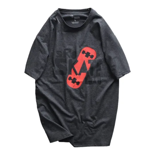Áo thun nam Rurumen Big Size màu xám cổ tròn in chữ SK8 SKATE