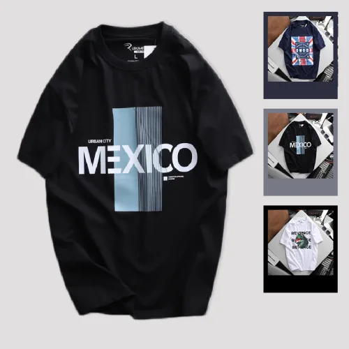Áo thun nam Rurumen Mexico màu đen, cổ tròn, Big Size