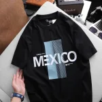 Áo thun nam Rurumen Mexico màu đen, cổ tròn, Big Size