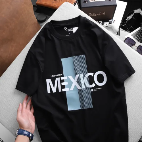 Áo thun nam Rurumen Mexico màu đen, cổ tròn, Big Size