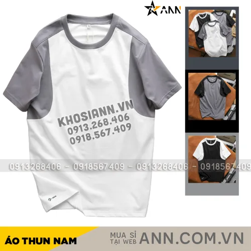 Áo Thun Nam Cổ Tròn Phối Màu Tay Áo Size 3X