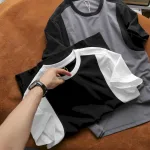 Áo Thun Nam Cổ Tròn Phối Màu Tay Áo Size 3X