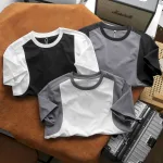 Áo Thun Nam Cổ Tròn Phối Màu Tay Áo Size 3X