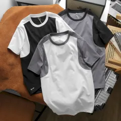 Áo Thun Nam Cổ Tròn Phối Màu Tay Áo Size 3X