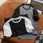 Áo Thun Nam Cổ Tròn Phối Màu Tay Áo Size 3X