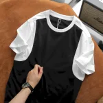 Áo Thun Nam Cổ Tròn Phối Màu Tay Áo Size 3X