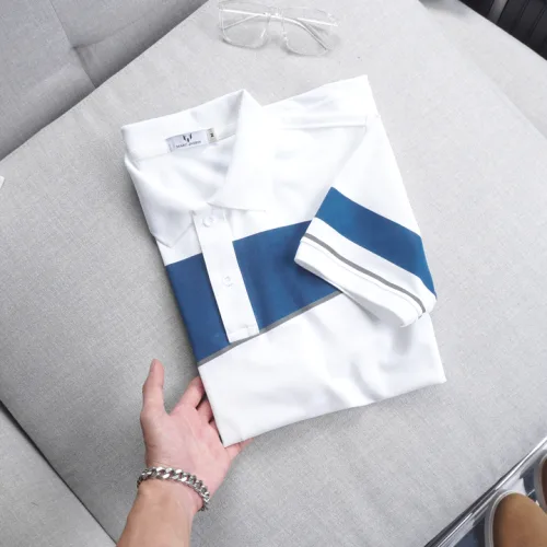 Áo thun polo nam CS185 vải cá sấu Poly phối kẻ sọc màu, có size 3XL