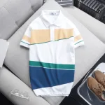Áo thun polo nam CS185 vải cá sấu Poly phối kẻ sọc màu, có size 3XL